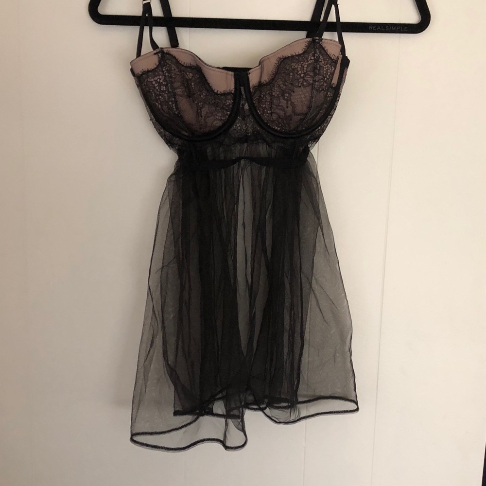 Victoria’s Secret black and nude lace teddy NWT
